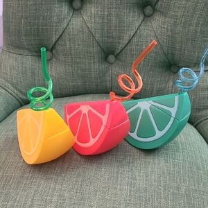 Colorful Fruit Slice Novelty Straw Cups Set